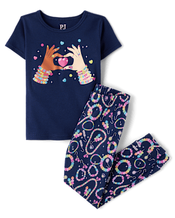 Girls Friendship Bracelets Snug Fit Cotton Pajamas