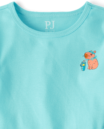 Girls Capybara Snug Fit Cotton Pajamas