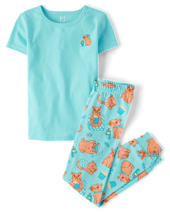 Girls Capybara Snug Fit Cotton Pajamas