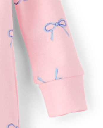 Baby And Toddler Girls Bow Snug Fit Cotton Footed One Piece Pajamas