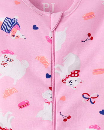Baby And Toddler Girls Dog Snug Fit Cotton Footed One Piece Pajamas
