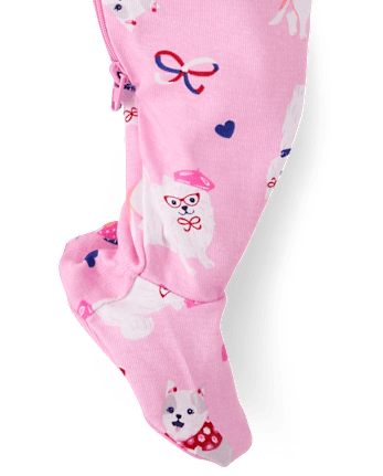Baby And Toddler Girls Dog Snug Fit Cotton Footed One Piece Pajamas