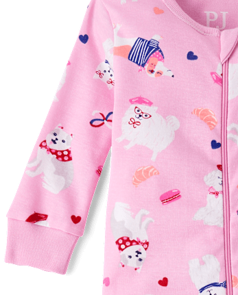 Baby And Toddler Girls Dog Snug Fit Cotton Footed One Piece Pajamas