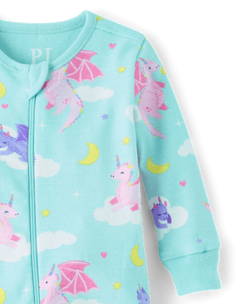 Pyjama une pièce en coton à motif dragon pour bébés et petites filles