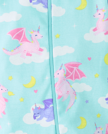 Pyjama une pièce en coton à motif dragon pour bébés et petites filles