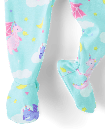 Pyjama une pièce en coton à motif dragon pour bébés et petites filles
