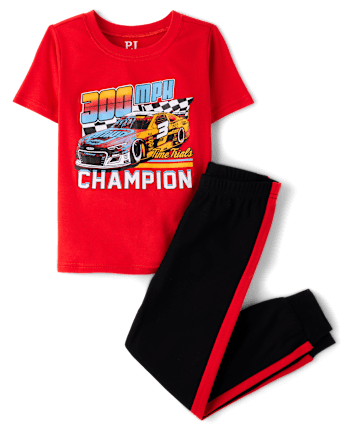 Pyjama en coton ajusté pour garçons, champion du contre-la-montre