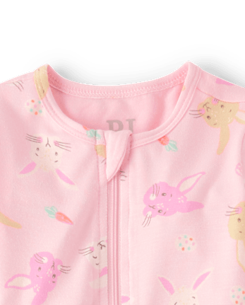 Pyjama une pièce assorti pour bébés et petites filles, motif Pâques - Ultra doux