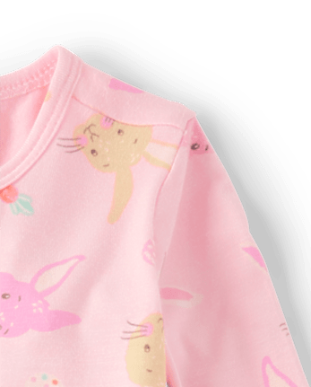 Pyjama une pièce assorti pour bébés et petites filles, motif Pâques - Ultra doux