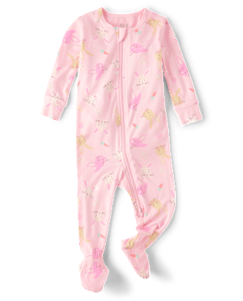 Pyjama une pièce assorti pour bébés et petites filles, motif Pâques - Ultra doux