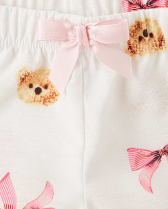 Baby And Toddler Girls Teddy Bear Bow Pajamas