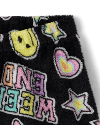 Girls Faux Patch Pajama Shorts - Cozy Fleece