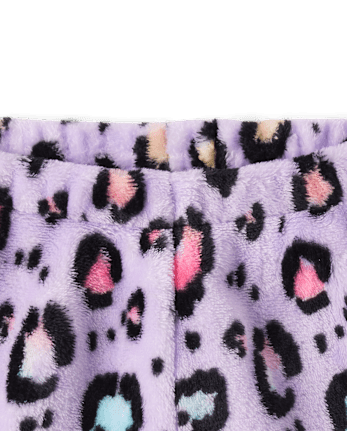 Girls Leopard Pajama Shorts - Cozy Fleece