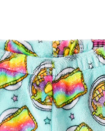Girls Rainbow Breakfast Pajama Shorts - Cozy Fleece
