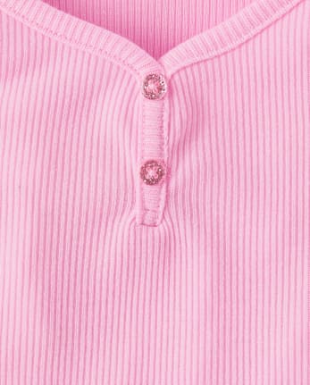 Girls Ribbed Henley Pajama Tank Top