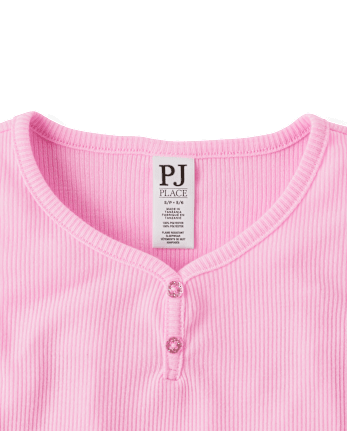 Girls Ribbed Henley Pajama Tank Top