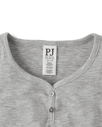 Débardeur de pyjama Henley côtelé chiné pour filles