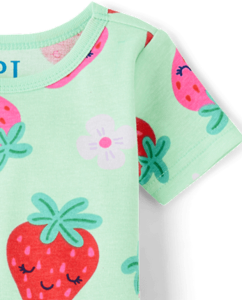 Baby And Toddler Girls Strawberry Snug Fit Cotton Pajamas