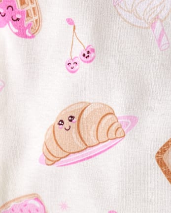 Baby And Toddler Girls Breakfast Snug Fit Cotton Pajamas