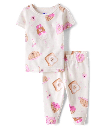 Baby And Toddler Girls Breakfast Snug Fit Cotton Pajamas