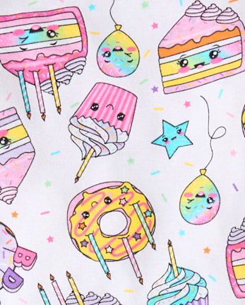 Baby And Toddler Girls Birthday Dessert Snug Fit Cotton Pajamas