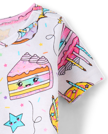 Baby And Toddler Girls Birthday Dessert Snug Fit Cotton Pajamas