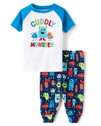 Baby And Toddler Boys Cuddly Monster Snug Fit Cotton Pajamas