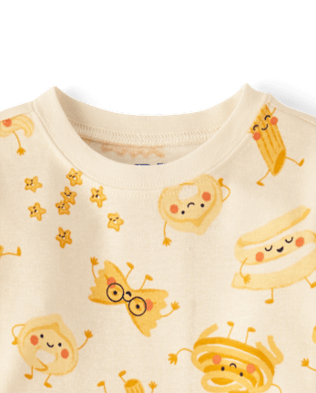 Pyjama en coton ajusté pour bébés et tout-petits, motif pâtes, amis