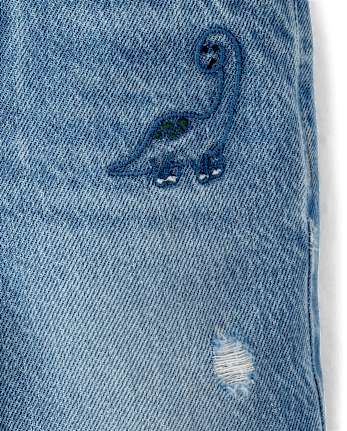 Baby And Toddler Boys Embroidered Dino Jean Shorts