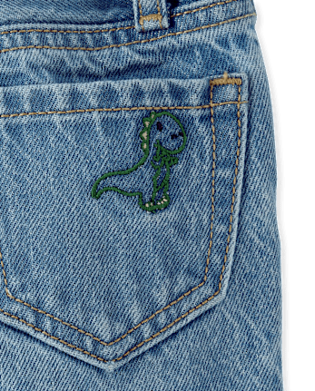 Baby And Toddler Boys Embroidered Dino Jean Shorts