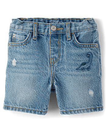 Baby And Toddler Boys Embroidered Dino Jean Shorts