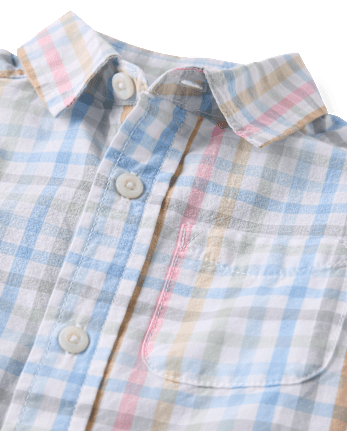 Baby And Toddler Boys Gingham Poplin Button Up Shirt