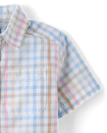 Chemise boutonnée en popeline vichy pour bébés et petits garçons