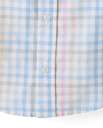 Chemise boutonnée en popeline vichy pour bébés et petits garçons