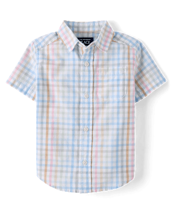 Baby And Toddler Boys Gingham Poplin Button Up Shirt