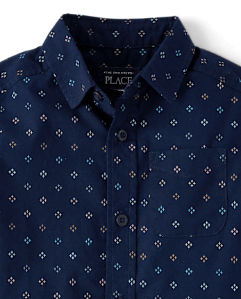 Baby And Toddler Boys Print Poplin Button Up Shirt