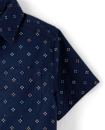 Baby And Toddler Boys Print Poplin Button Up Shirt