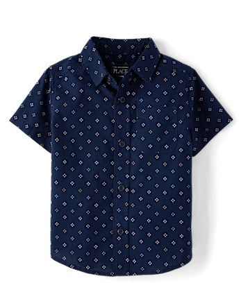 Baby And Toddler Boys Print Poplin Button Up Shirt