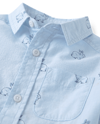 Baby And Toddler Boys Dad And Me Bunny Poplin Button Up Shirt