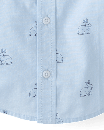Chemise à boutons en popeline à motif lapin « Papa et moi » pour bébés et petits garçons