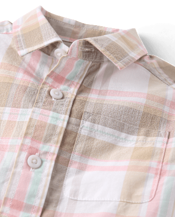 Baby And Toddler Boys Plaid Poplin Button Up Shirt