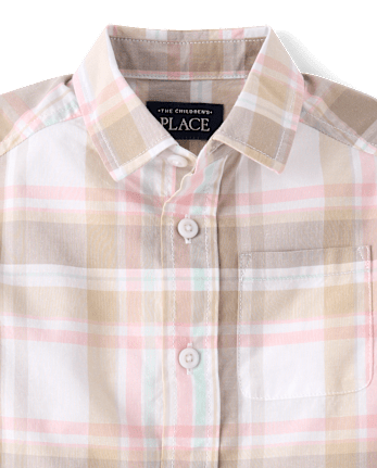 Chemise boutonnée en popeline à carreaux pour bébés et petits garçons