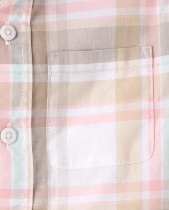 Chemise boutonnée en popeline à carreaux pour bébés et petits garçons