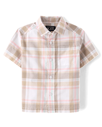 Baby And Toddler Boys Plaid Poplin Button Up Shirt