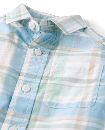 Baby And Toddler Boys Plaid Poplin Button Up Shirt