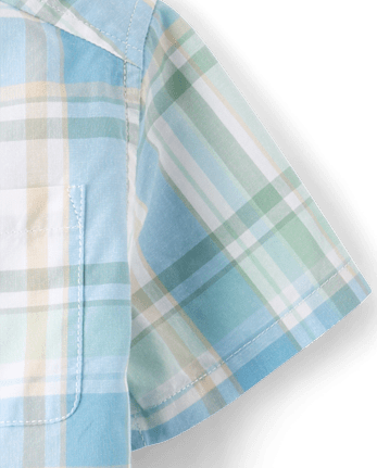 Baby And Toddler Boys Plaid Poplin Button Up Shirt