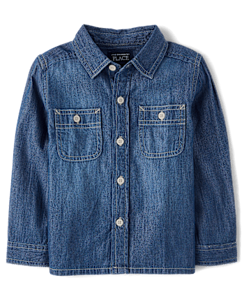 Baby And Toddler Boys Chambray Button Up Shirt