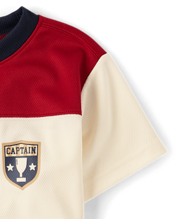 Baby And Toddler Boys Quick Dry Colorblock Mesh Football Top