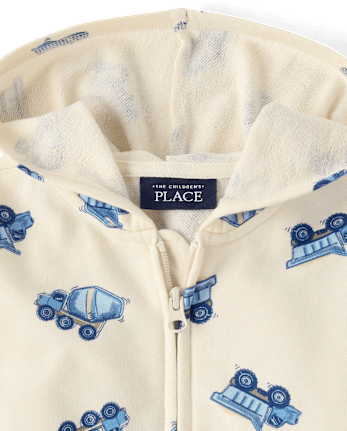 Baby And Toddler Boys Construction Vehicle French Terry Zip Up Hoodie