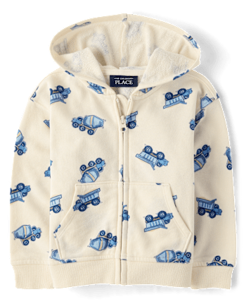 Baby And Toddler Boys Construction Vehicle French Terry Zip Up Hoodie